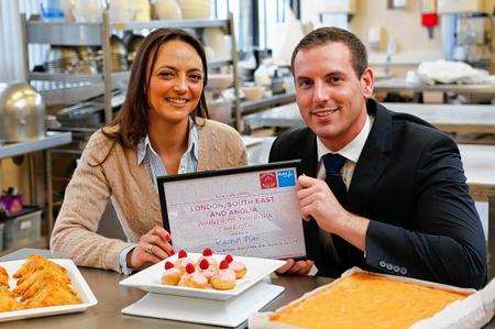 Rachel Nafi from Greenhithe, who is the regional winner of the Bupa Bake Off, a national baking competition. She was presented with her certificate by David Hill, regional manager for Bupa Care Homes. Picture by: www.matthewwalkerphotography.com
