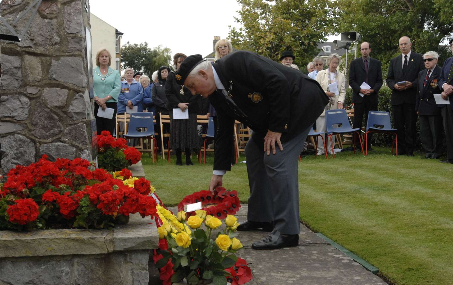 A previous VJ Service wreath laying at the Burma Star Association service of Remembrance at the Burma Memorial at Deal Castle
