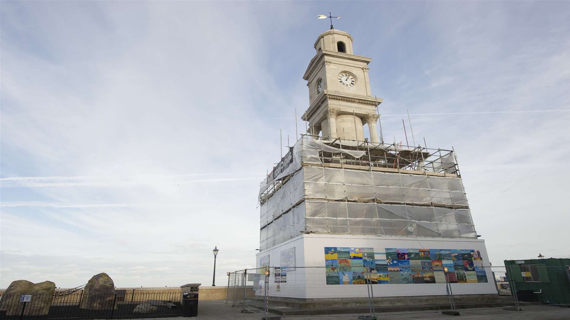 Herne Bay Clock Tower is currently protected by scaffolding