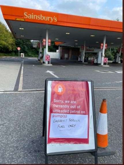 Sainsbury's gas station in Otford is only open for emergency services.  Photo Alex Jee