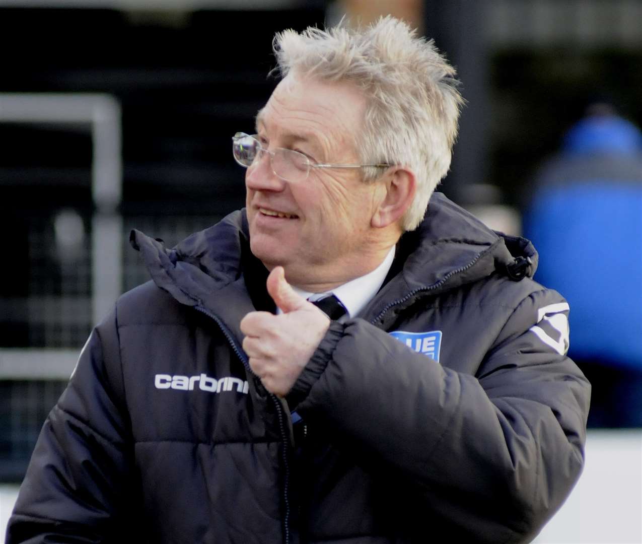 Thumbs up from Chris Kinnear as he turns to Crabble as Dover boss in February 2013 Picture: Paul Amos