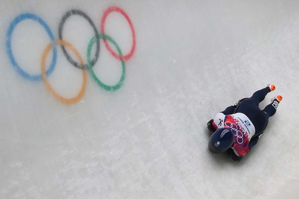 Lizzy Yarnold on her way to Olympic gold in Sochi. Picture: Getty Images