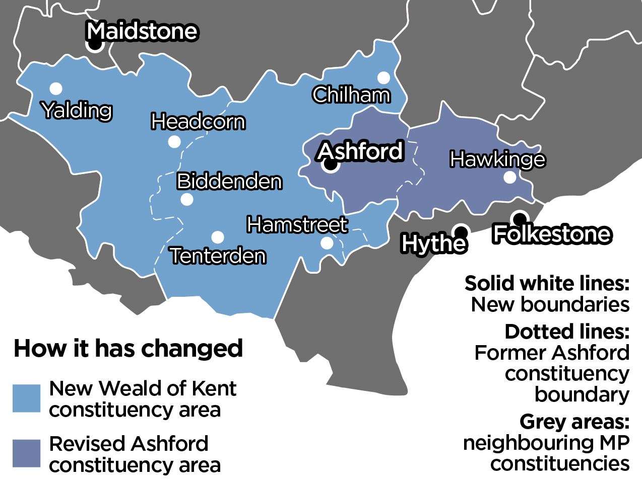 How the Weald of Kent and Ashford constituencies will look at the next general election