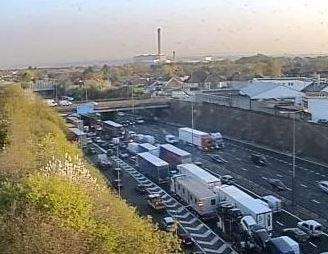 Heavy traffic at the Dartford Crossing. Photo: KCC Highways (1570532)