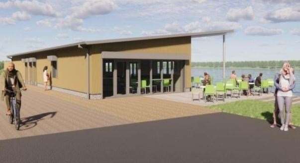 A computer-generated image of the lakeside café which will open in the summer. Picture: Tonbridge and Malling Borough Council