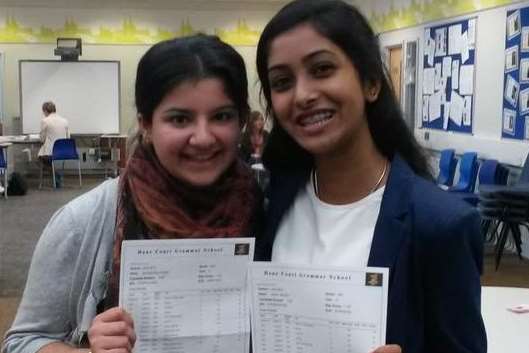 Banisha Atkar and Gowri Satish both gained 9 A*s and 2 A grades at Dane Court Grammar School