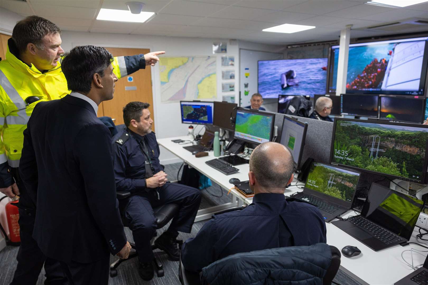 Rishi Sunak visiting Dover to view the Home Office control room monitoring small boat crossing in the English Channel. Picture: Rishi Sunak/Twitter