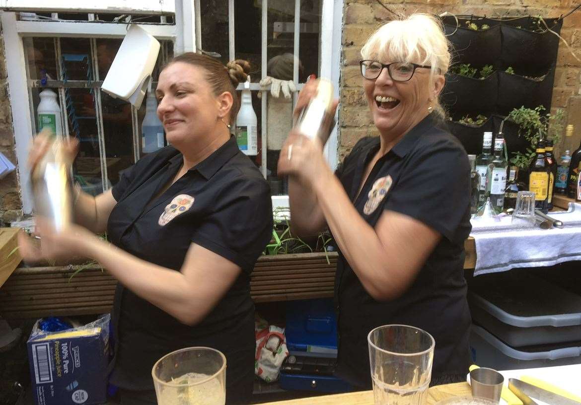 Cocktail shakers,(left) manager Jody Carrington and assistant manager Janice Hills