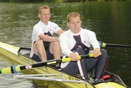 Medal winners James Morgan, foreground, and Alistair McKean on the water.