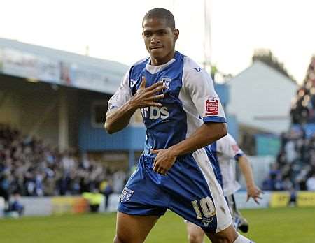 Simeon Jackson celebrates scoring Gillingham's equaliser against Charlton at Priestfield. Picture: Barry Goodwin