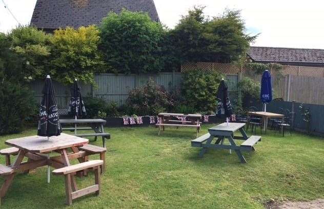The small, but beautifully formed, pub garden is lovingly cared for by community volunteers and Sarah is delighted everyone is so keen to muck in