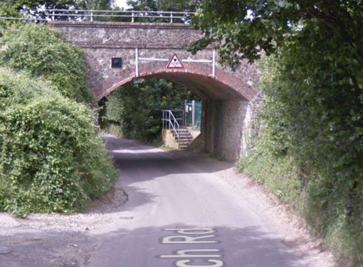 A lorry struck the bridge in Church Road in Offham. Picture: Google Street View
