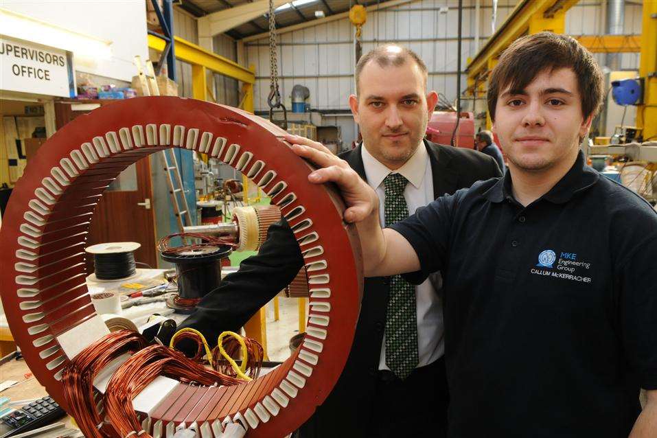 MKE Electrical operations manager Shaun Stickings, left, with apprentice Callum McKerracher