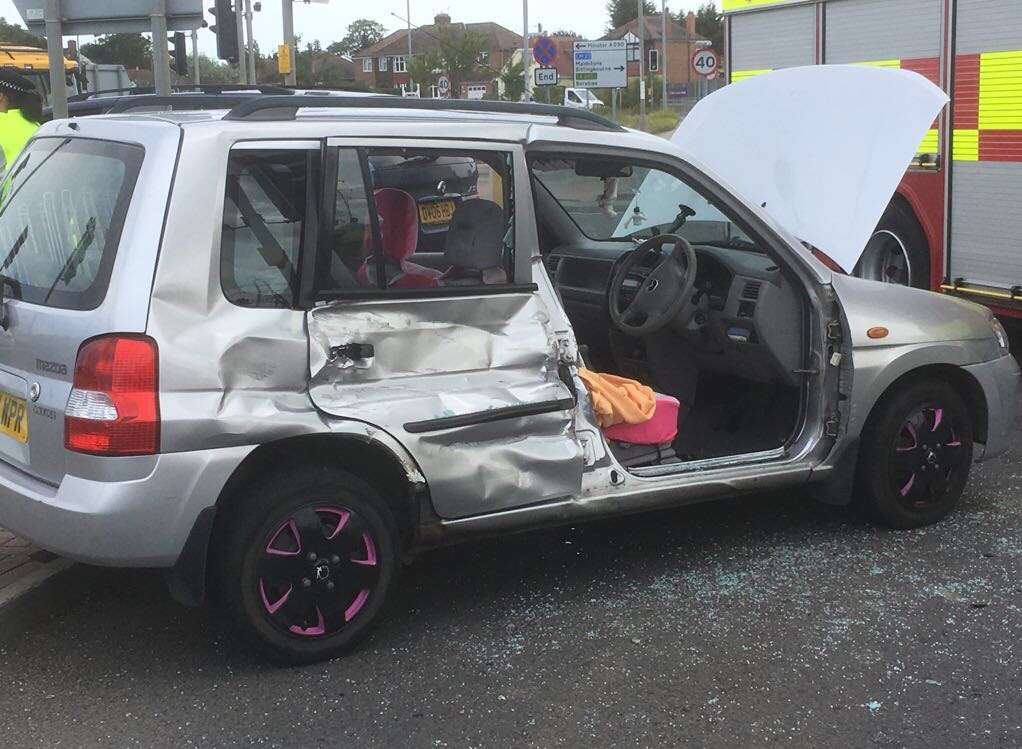 The car after the accident.