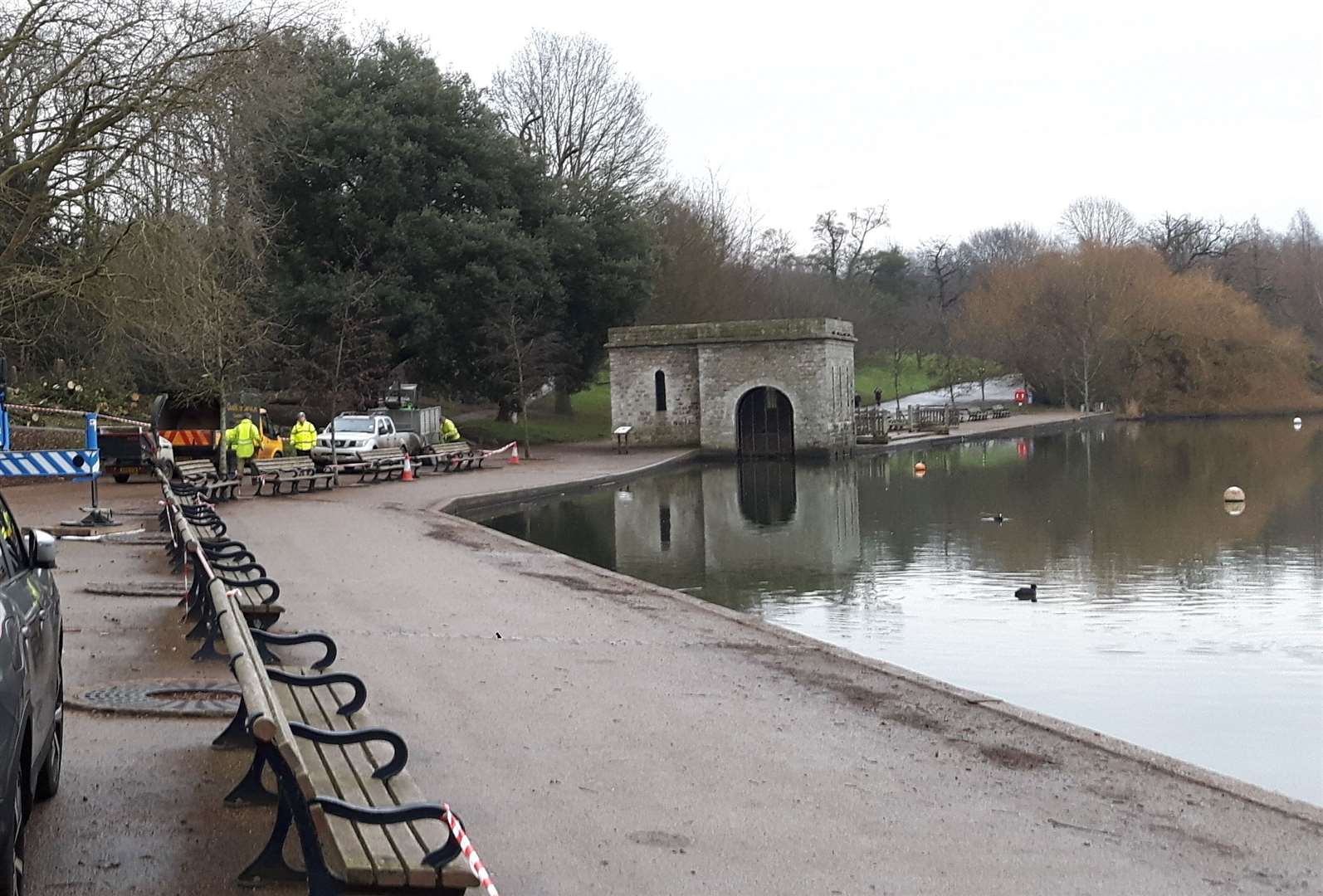 Work has began at Mote Park's lake to prevent future flooding