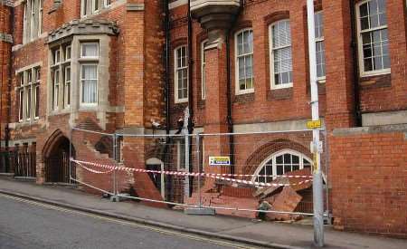 The scene outside the school after the incident. Picture: MIKE PETT