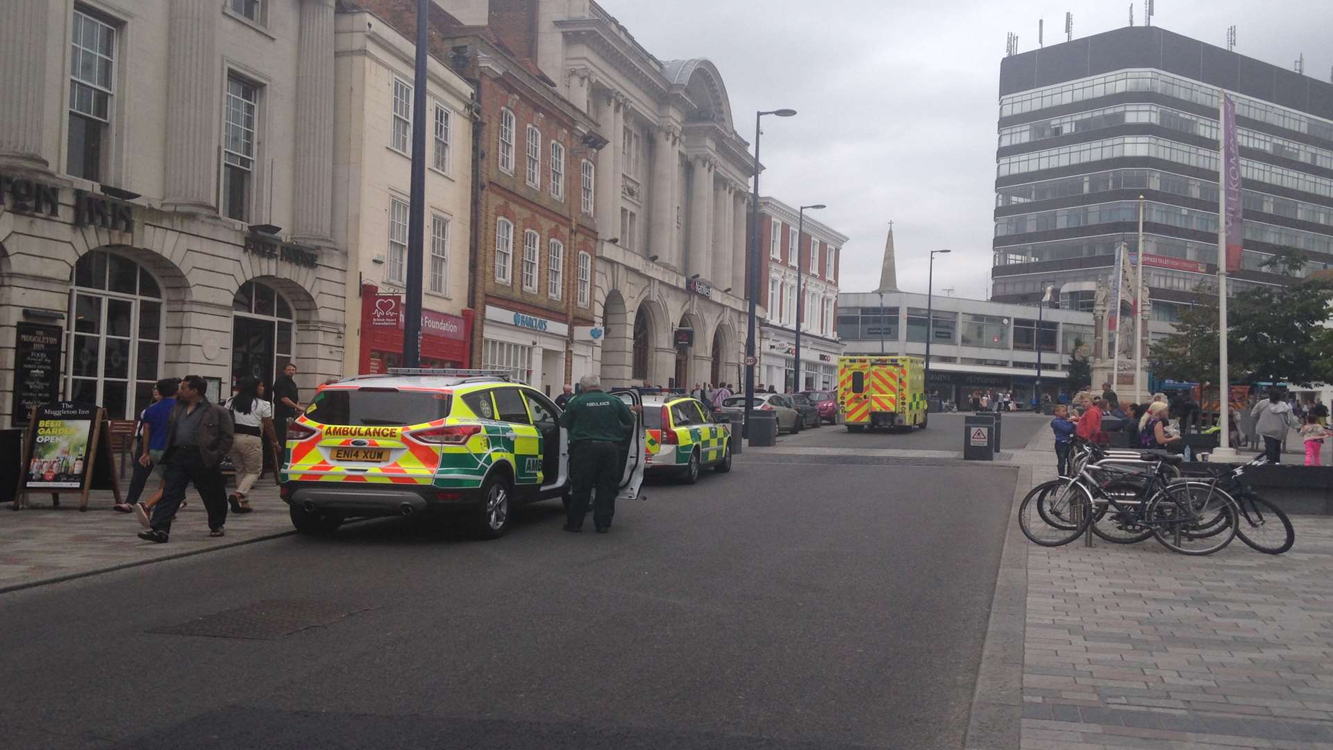 Ambulance crews in Maidstone High Street.