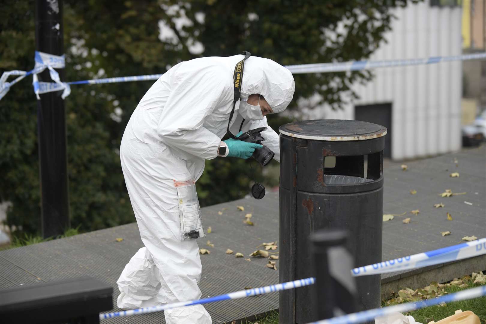 A forensic officer investigating the scene. Picture: Barry Goodwin
