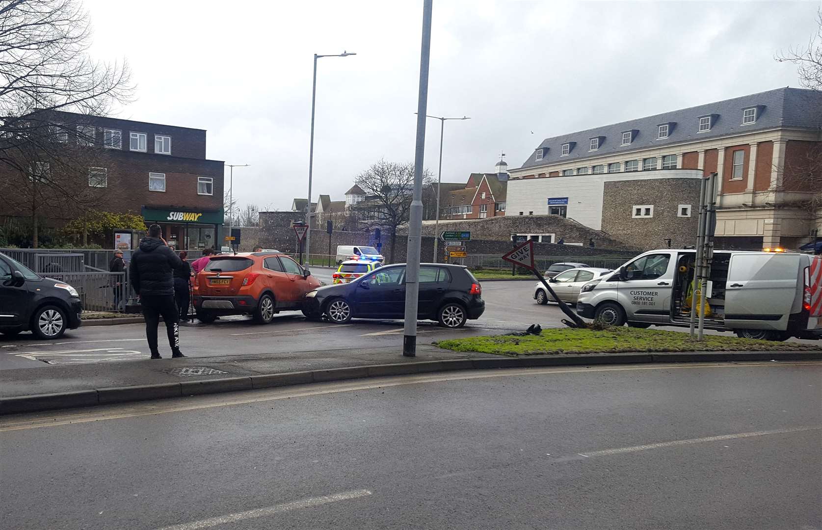 The crash scene at the St George's roundabout in Canterbury (27734675)