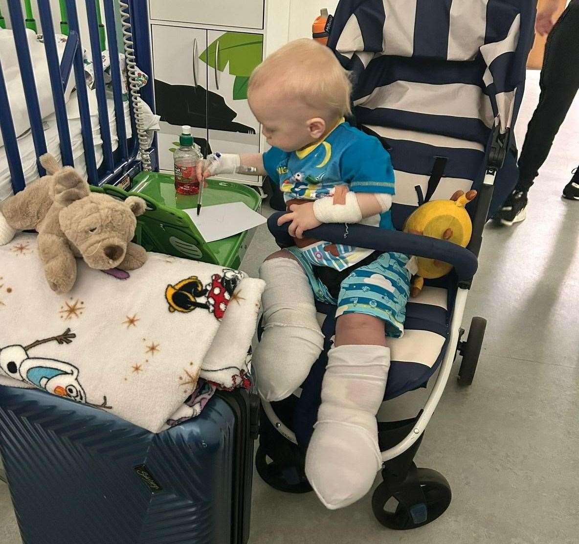 Brodie had his toes amputated at Great Ormond Street Hospital in November. Picture: SWNS