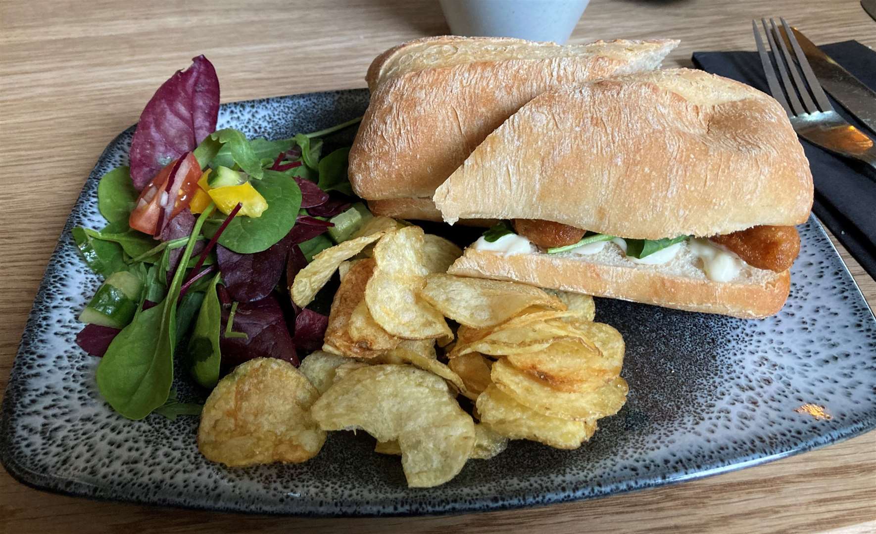 Mrs SD does love a fish finger sandwich – this one was also served on ciabatta and cost £8