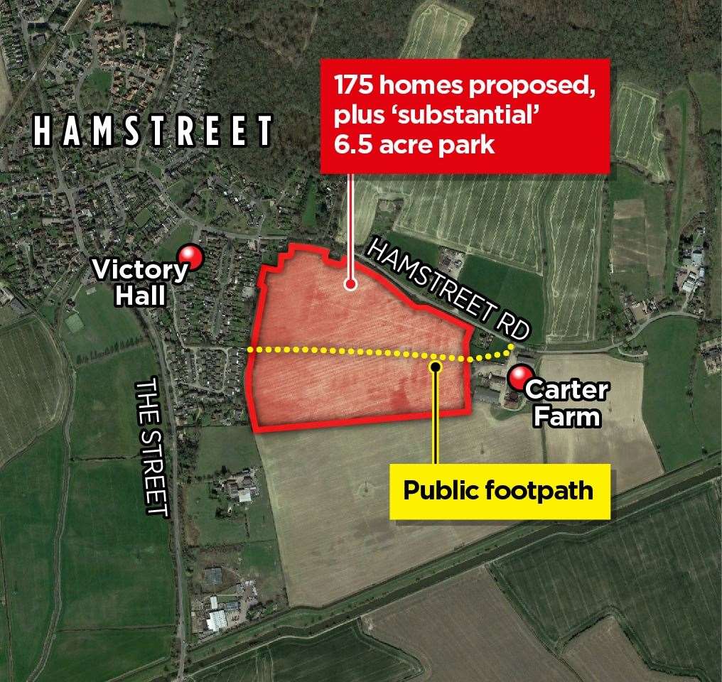 Where the 175 homes at Cotton Hill, Hamstreet, could be built