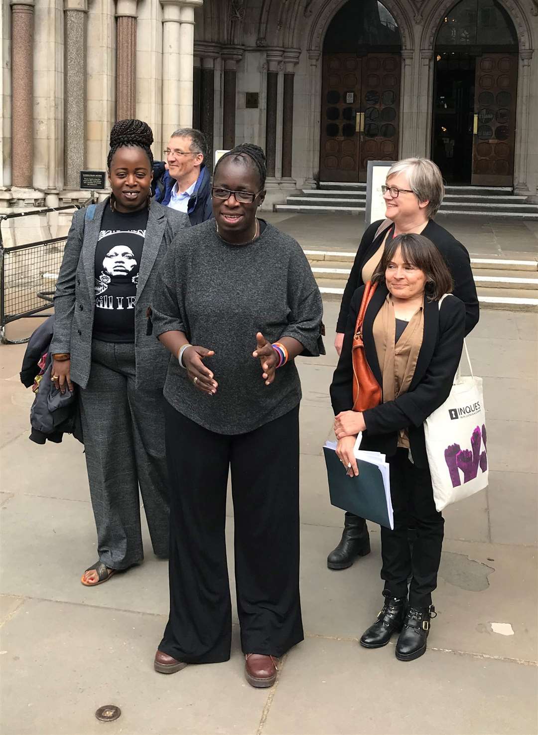 Ella’s mother, Rosamund Kissi-Debrah, outside the High Court in London after judges ruled that a fresh inquest would be held into the nine-year-old’s death (Sam Tobin/PA)