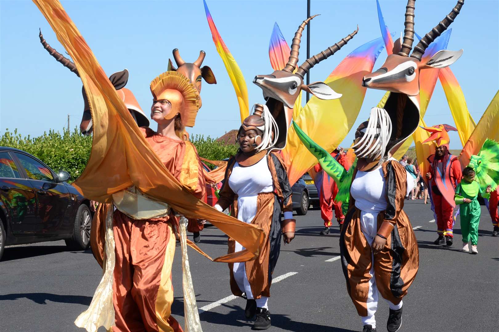 The colourful start of the Margate Carnival procession on Sunday. Picture: Chris Davey. (3437097)