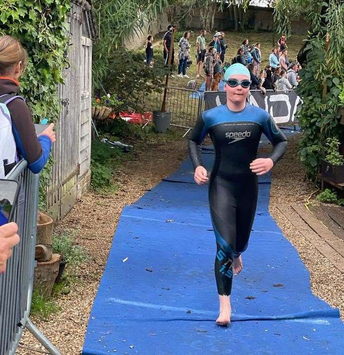 Imogen Mace, coming out of the lake during her race on Sunday, September 24