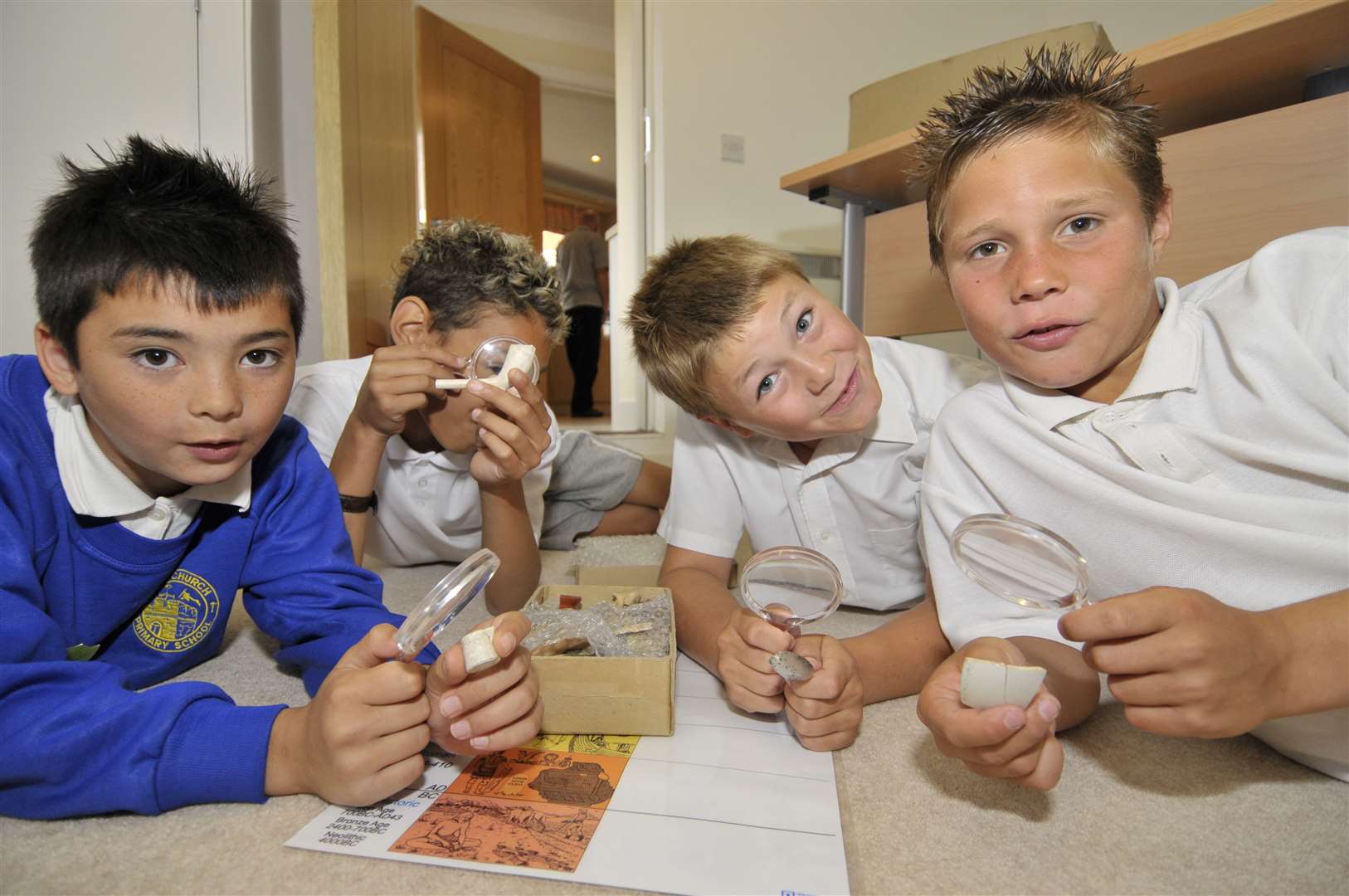 Jett, Ricky, Joe and Jordan from Eastchurch Primary School visit the Kingsborough Manor development Picture: Andy Payton