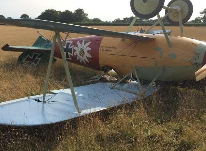 The replica Albatross First World War German fighter plane crashed in fields near Bethersden