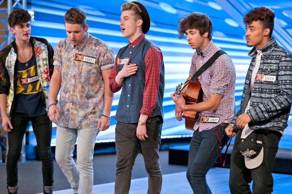 Josh (left) with band Kingsland Road at their X Factor audition