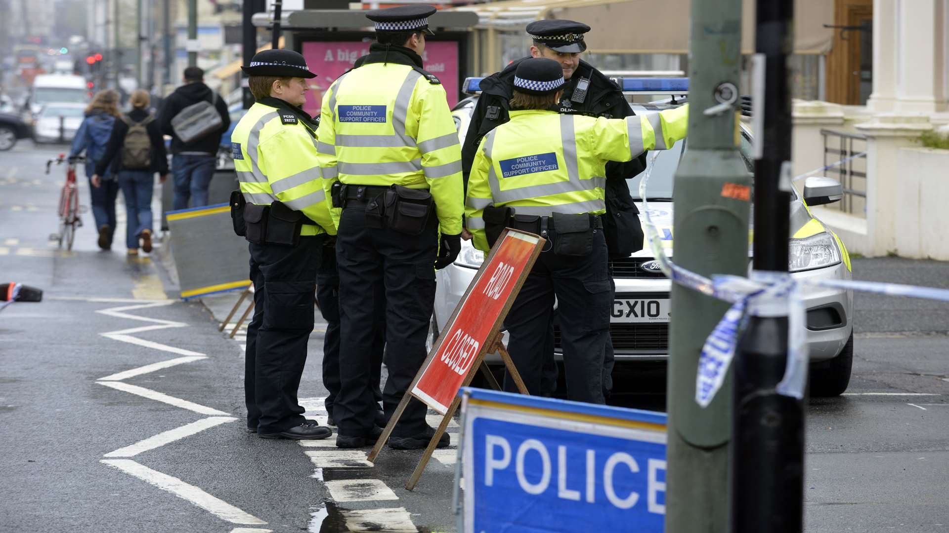 Police at the scene of a street shooting in Hove. Picture: Terry Applin/The Argus