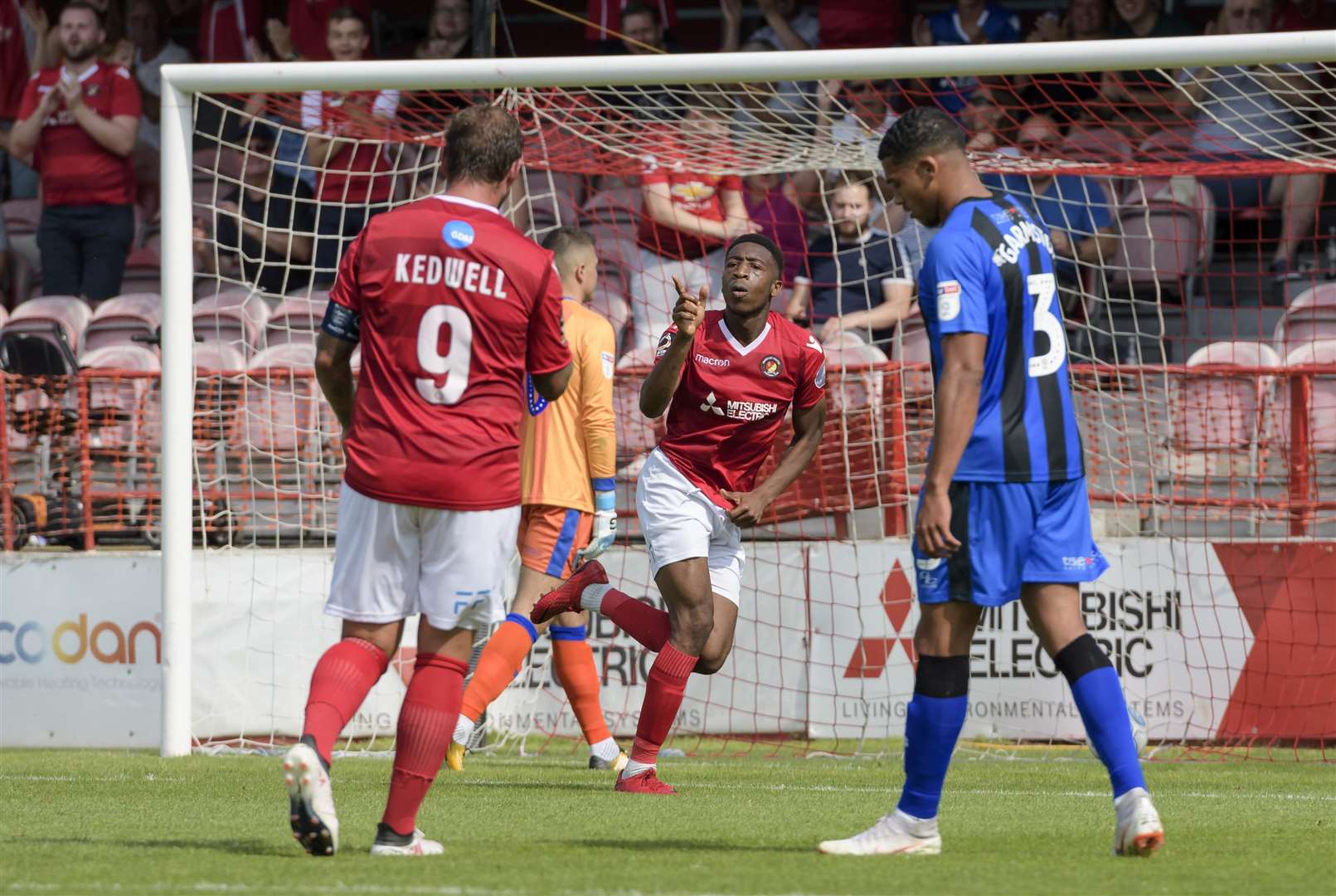 Ebou Adams wheels away after scoring against Gillingham Picture: Andy Payton
