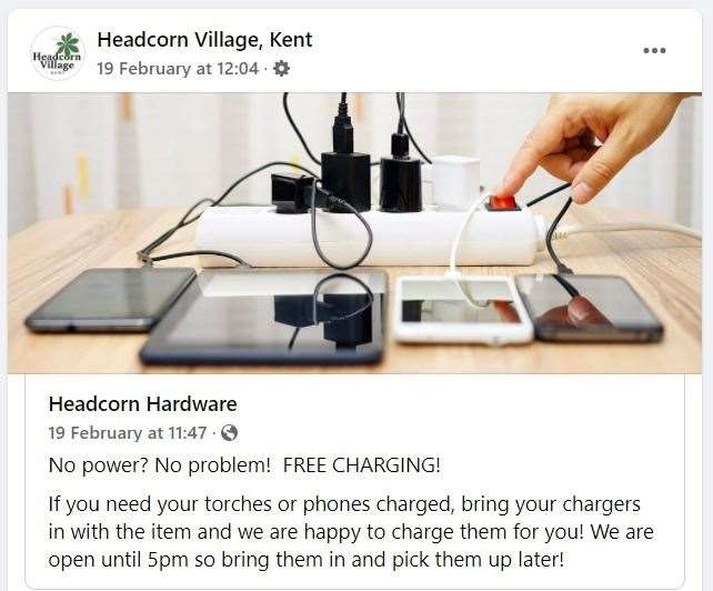 Headcorn Hardware store in Headcorn Village offered free charging for those without power (55038557)