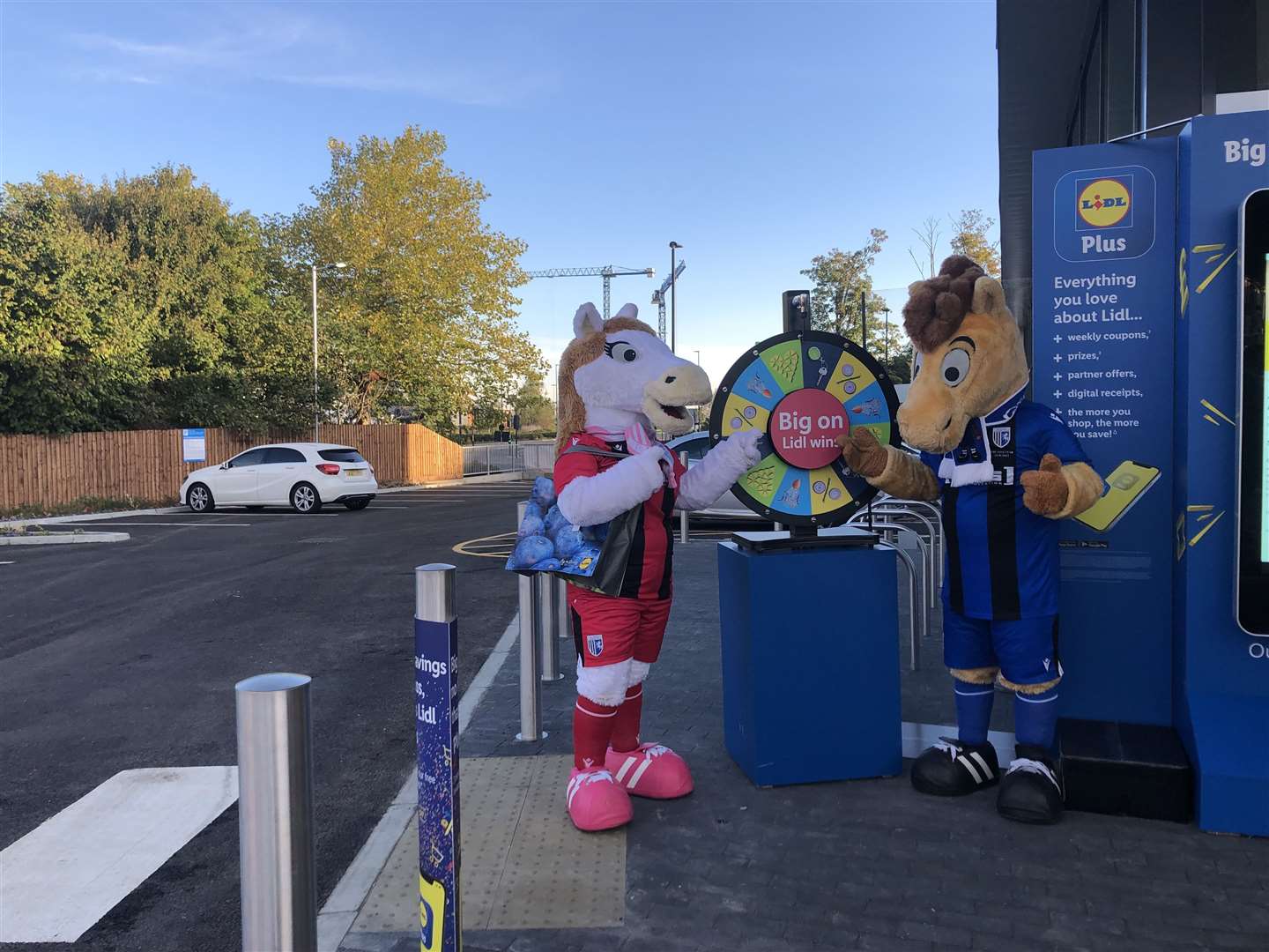Mascots from Gillingham FC welcomed customers