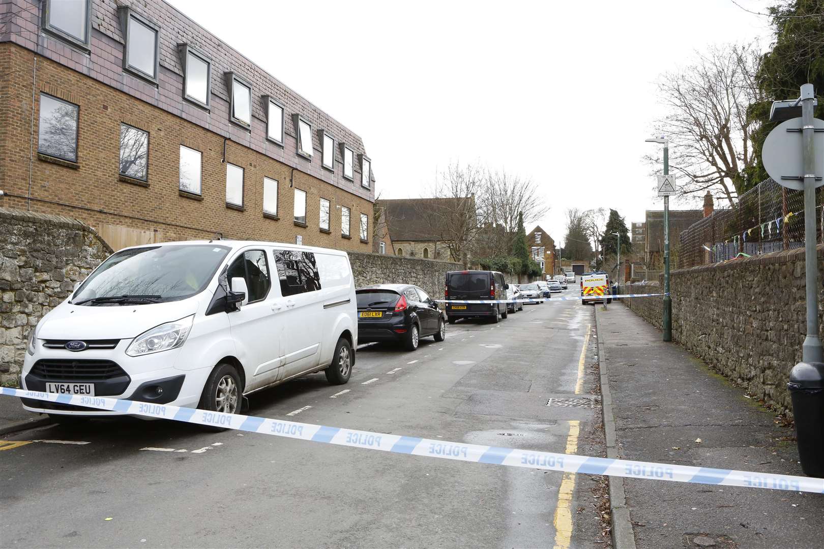 Priory Road has been cordoned off near Chaucer House, Knightrider Street, Maidstone. Picture: Andy Jones