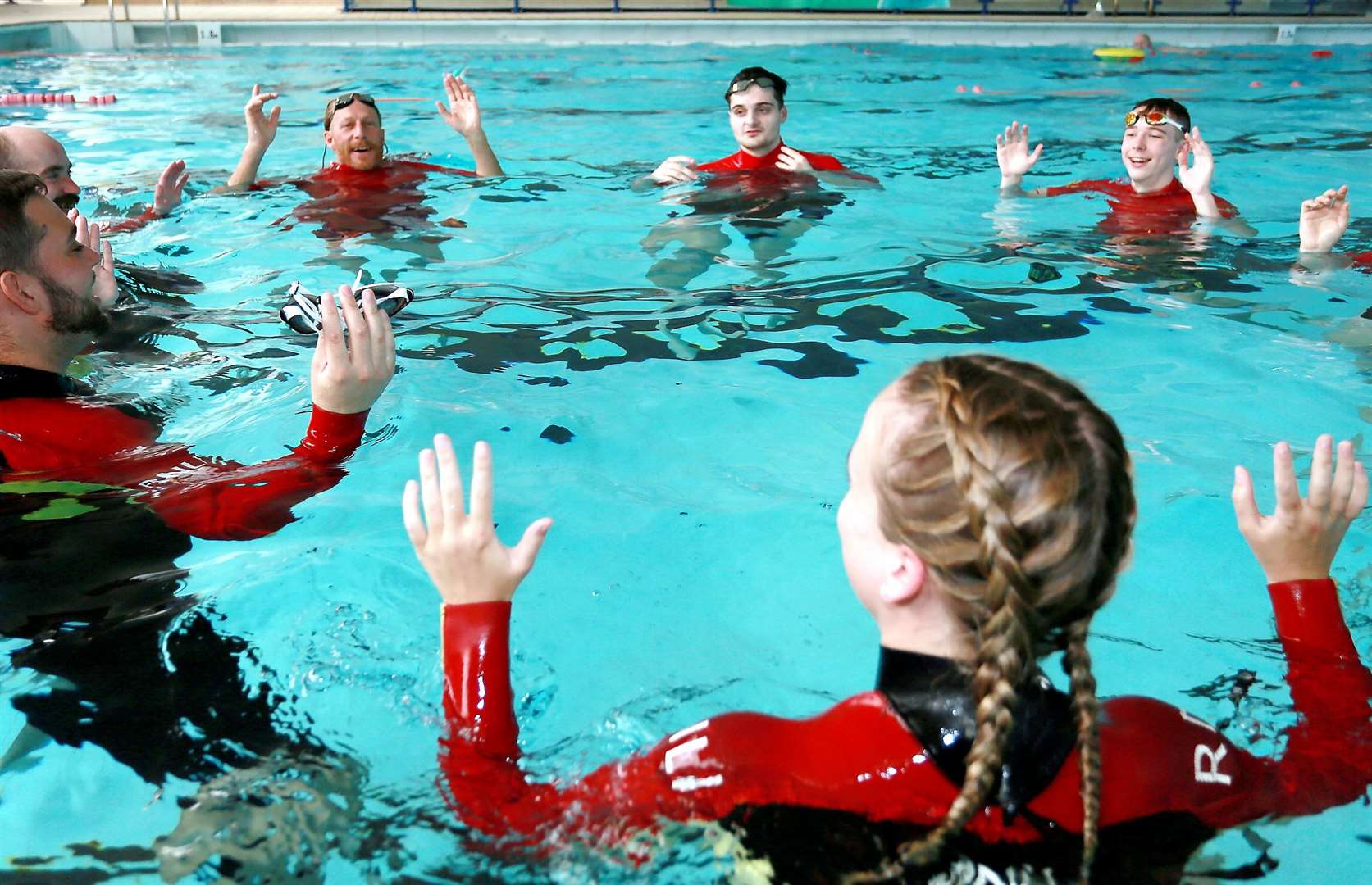 Volunteers training youngsters at Sheerness Swimming Pool on Sheppey. Picture: Phil Lee