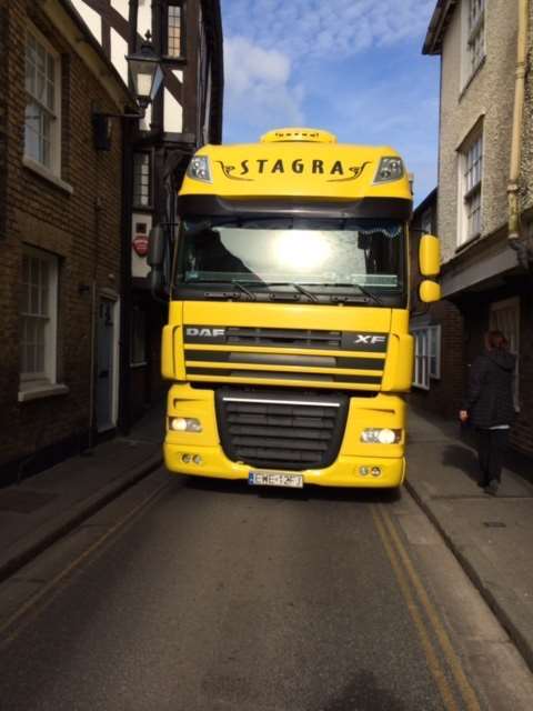 Lorry stuck in Strand Street