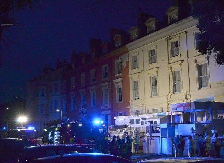 Emergency crews at the scene of the hotel fire. Picture: @Kent_999s