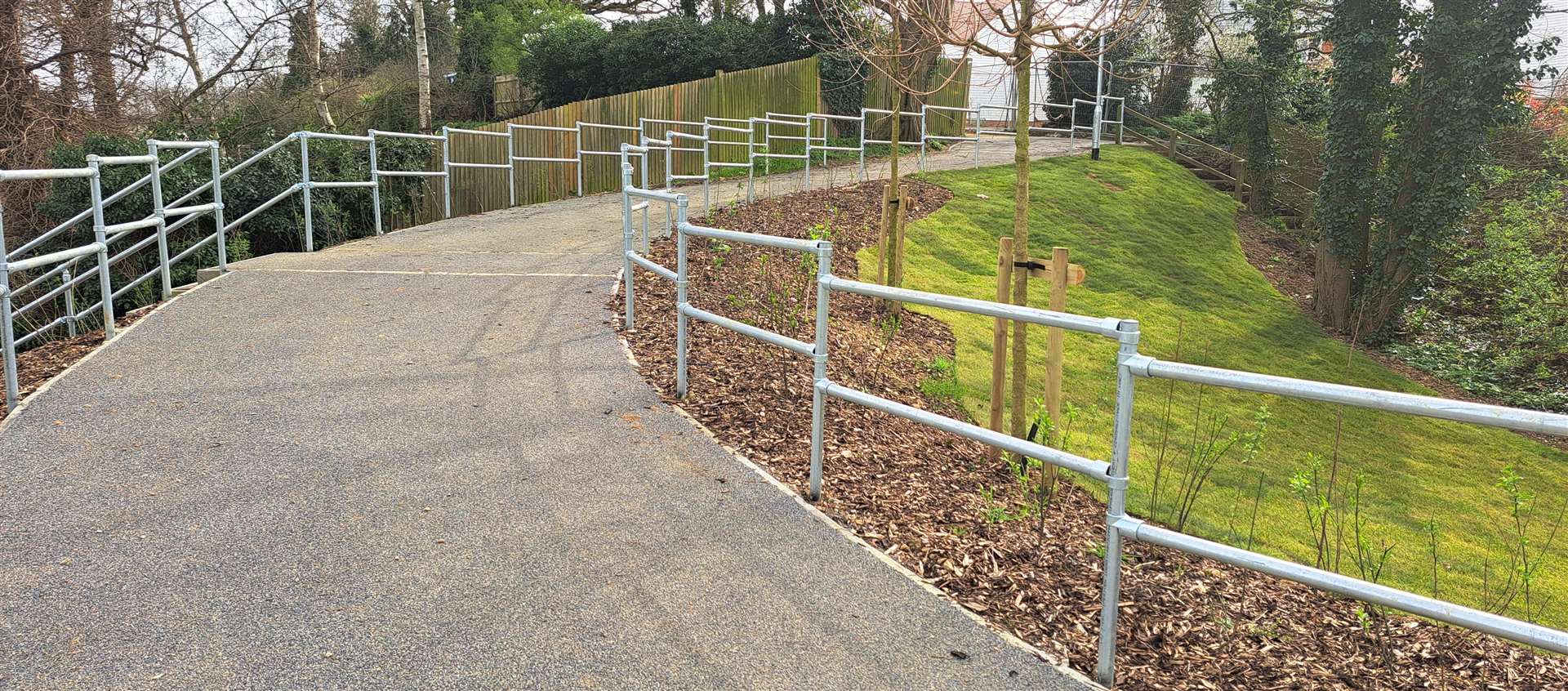 The ramp leading from the new estate to the The Beams play area