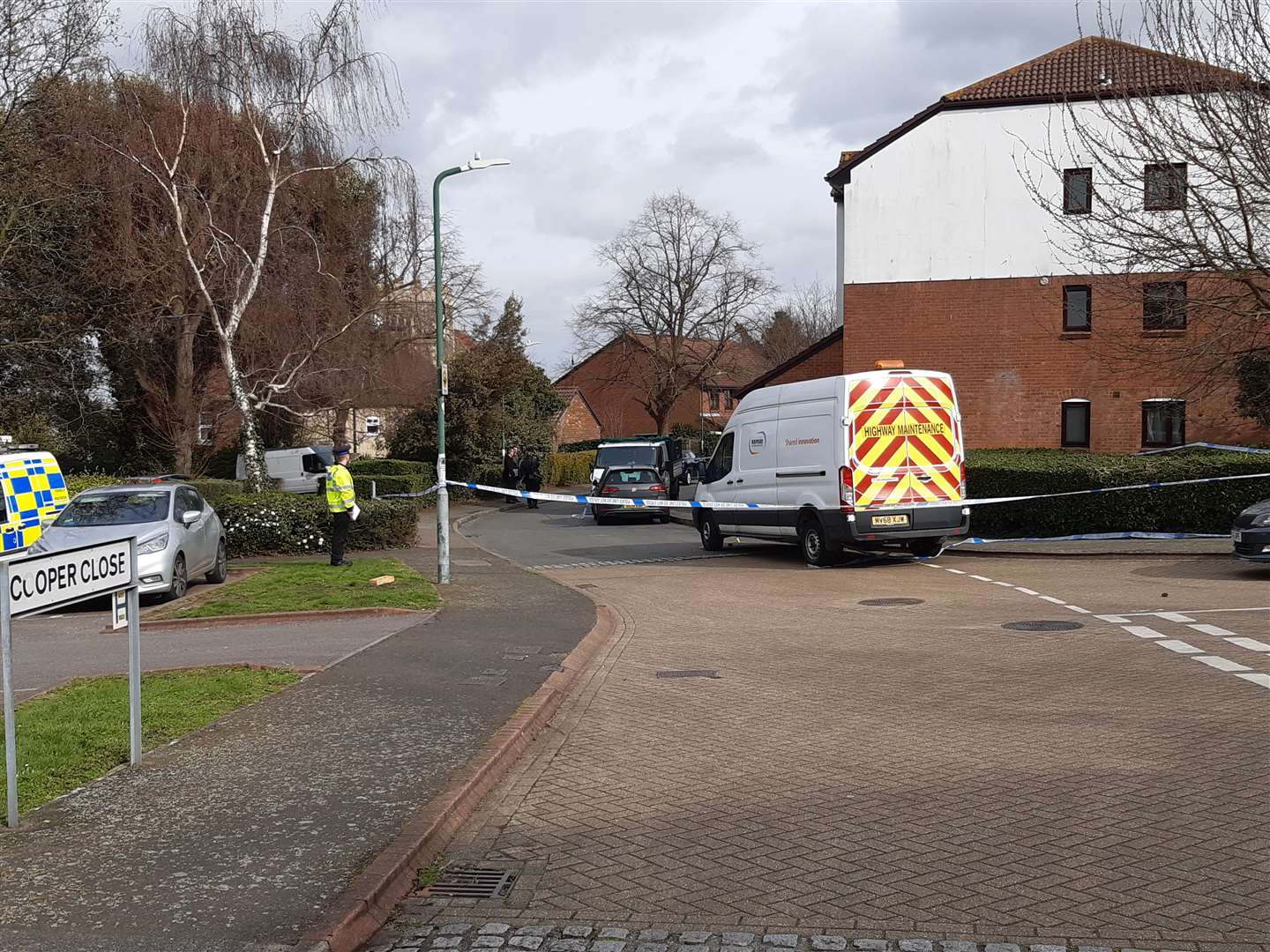 Police cordoned off an area outside Cooper Close, Greenhithe.