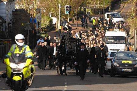 Funeral procession for Jack Hilding in Staplehurst high street.