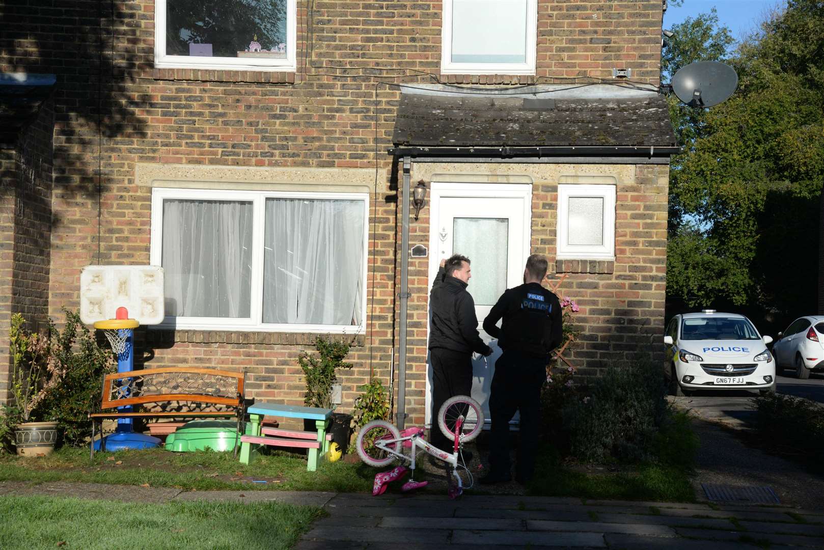 Police at the home of Sarah Jane Wellgreen