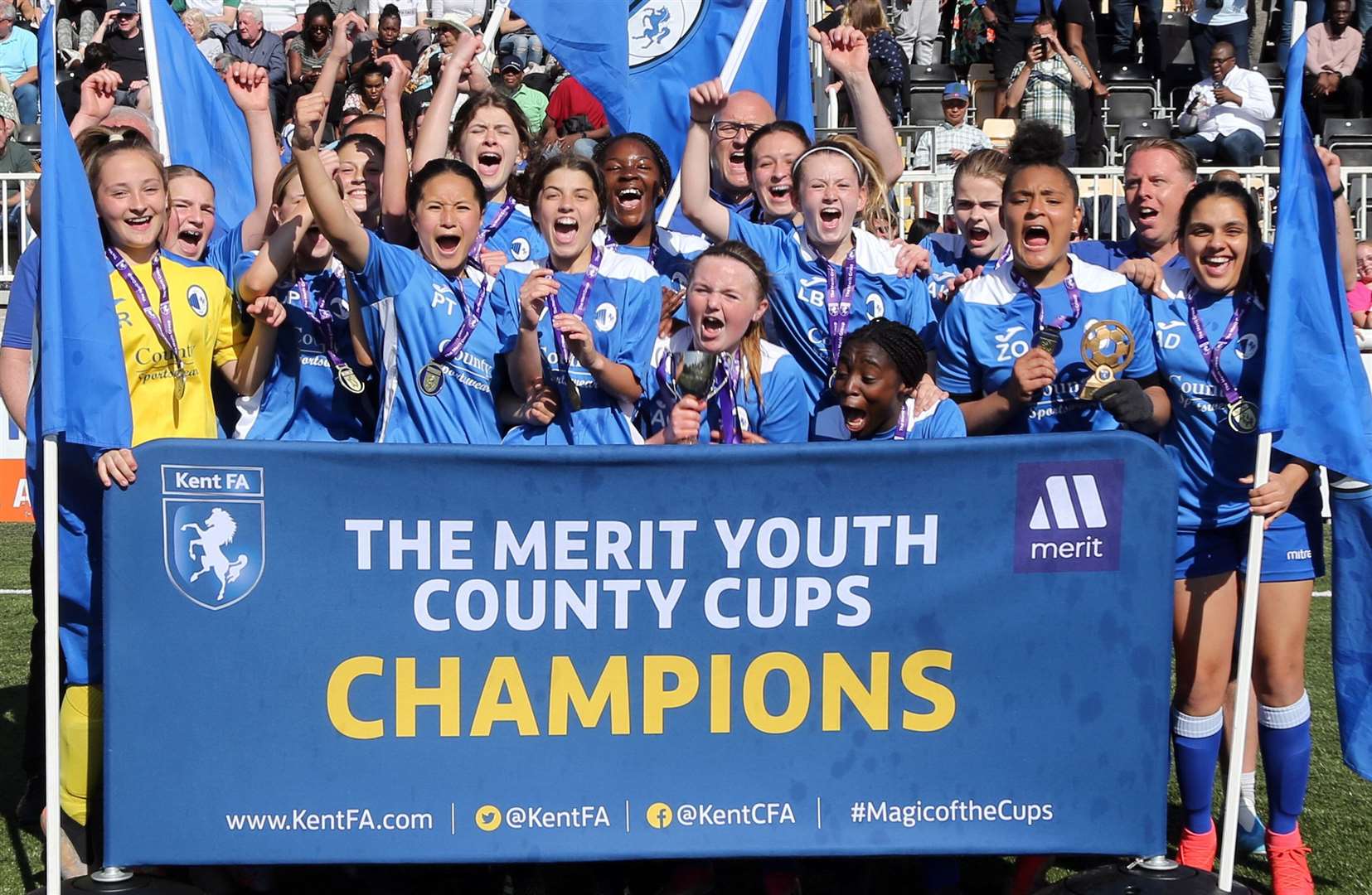 Kent Merit Under-14 girls cup final winners Kent Football United. Picture: PSP Images