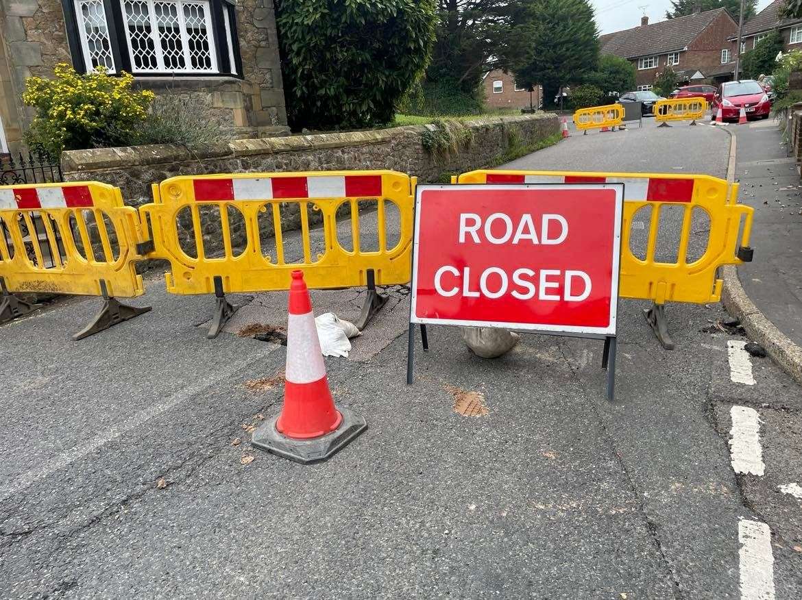 Homedean Road in Chipstead has been shut after the road broke up