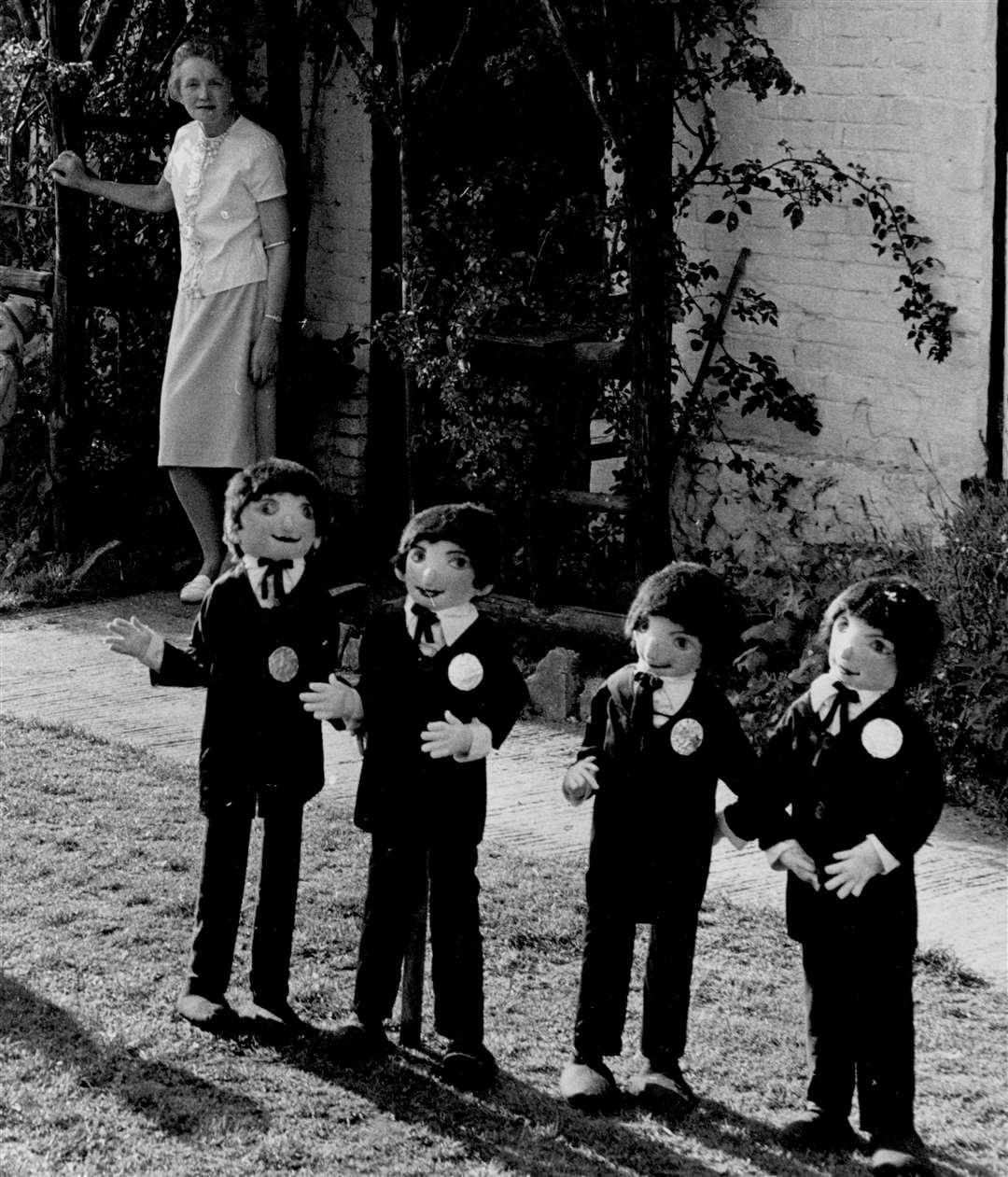 The Beatles were banned at Barham in October 1965. The four dolls were among 16 that stood outside the Doll's House on the Elham Valley Road. But Bridge-Blean Rural District Council said they should go because they did not have planning permission. Owner Mrs Vera Hayes said: "This is rather ridiculous."