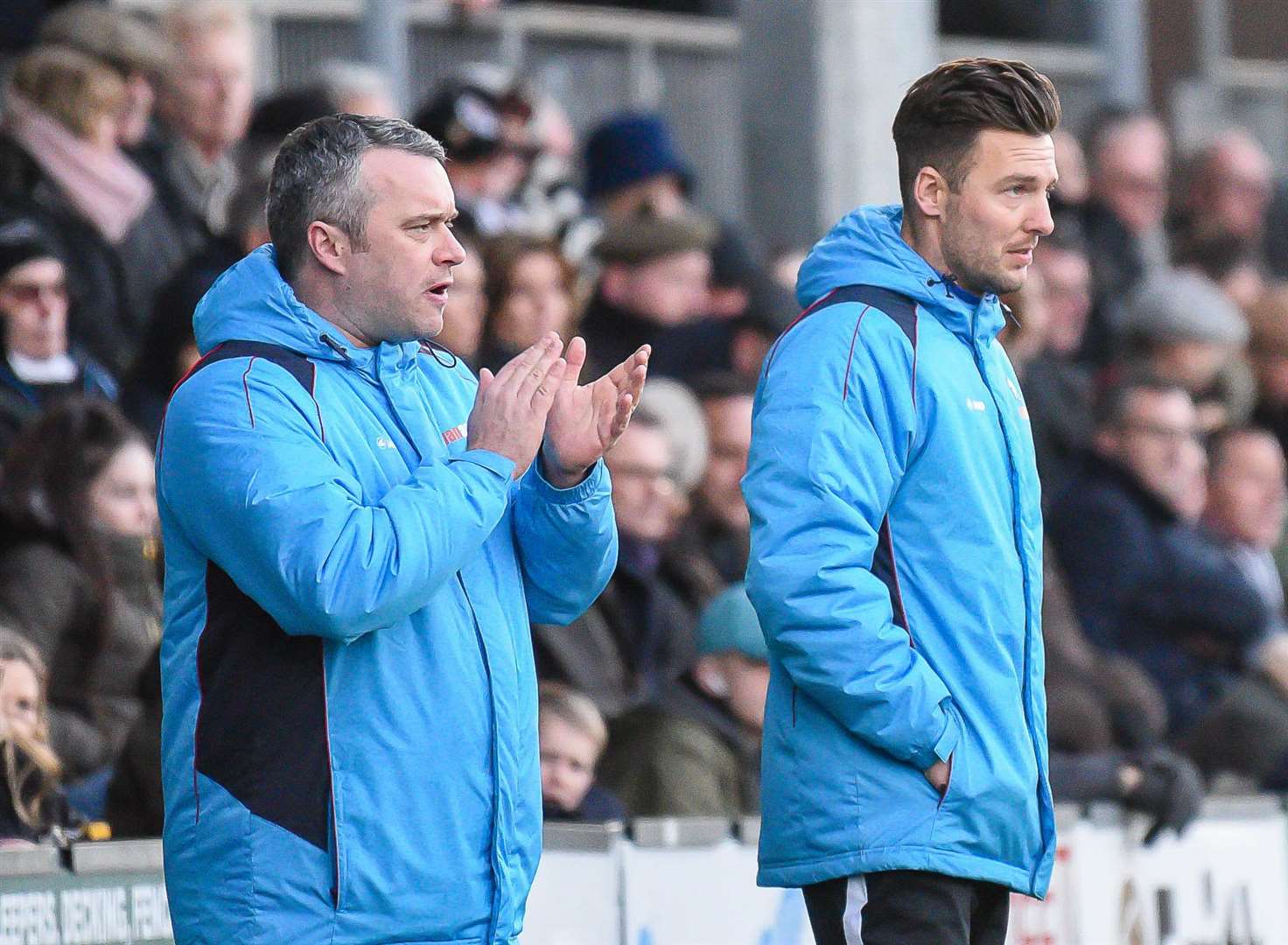 Adam Flanagan on the touchline with Jamie Coyle Picture: Alan Langley