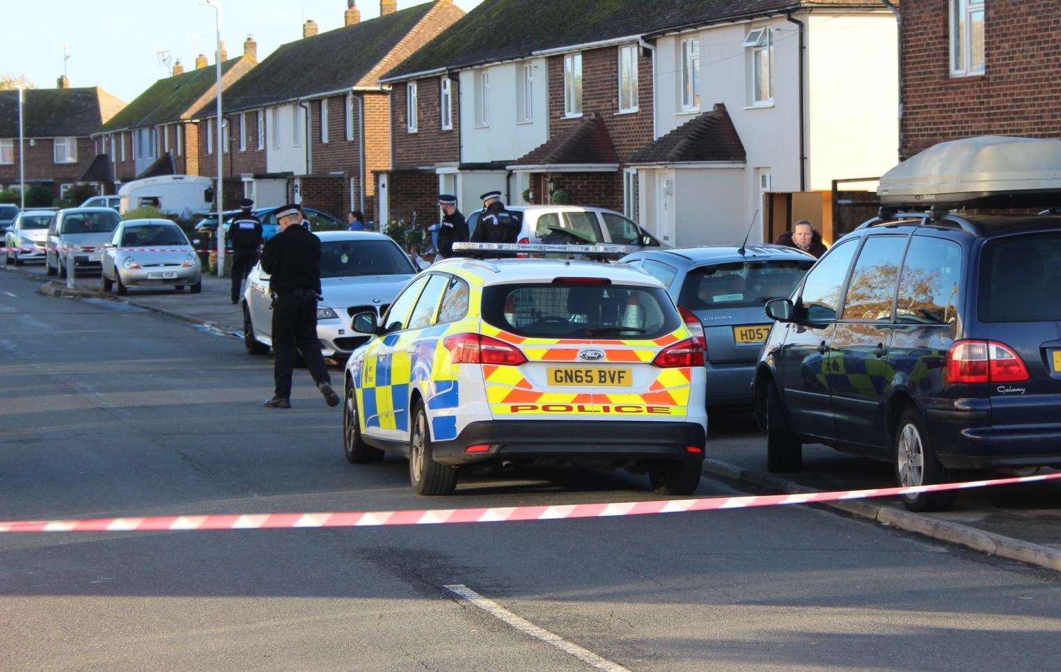 Police taped off Manor Road, Rushenden, after a stabbing on Remembrance Sunday (5500519)