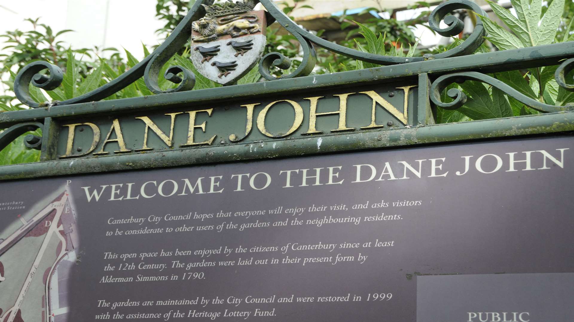The entrance to Dane John Gardens in Canterbury